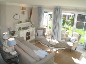 Smart TV, chimenea, reproductor de DVD y estéreo