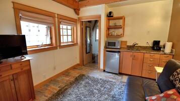 Smart TV, DVD player, books, video library