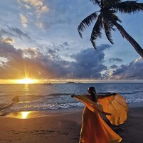 On the beach, scuba diving, snorkeling