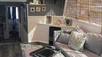 Smart TV, DVD player, books, stereo