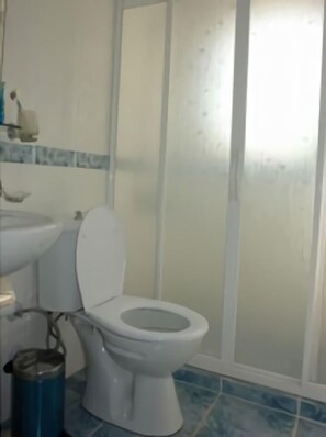 Shower, free toiletries, hair dryer, slippers