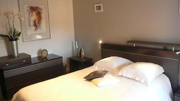 Individually decorated, individually furnished, desk, iron/ironing board