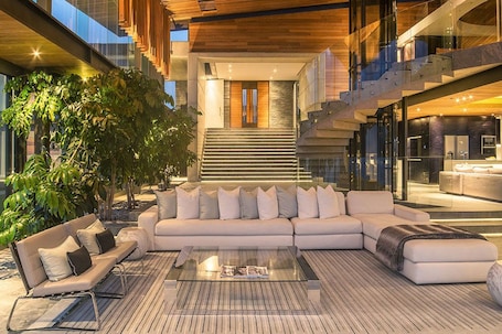 Elite Villa, 4 Bedrooms, Non Smoking, Sea View | Living area | Plasma TV, fireplace