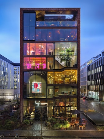 Front of property – evening/night. lyf East Frankfurt