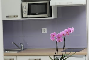 Studio, Balcony (3) | Private kitchenette | Fridge, microwave, stovetop, coffee/tea maker