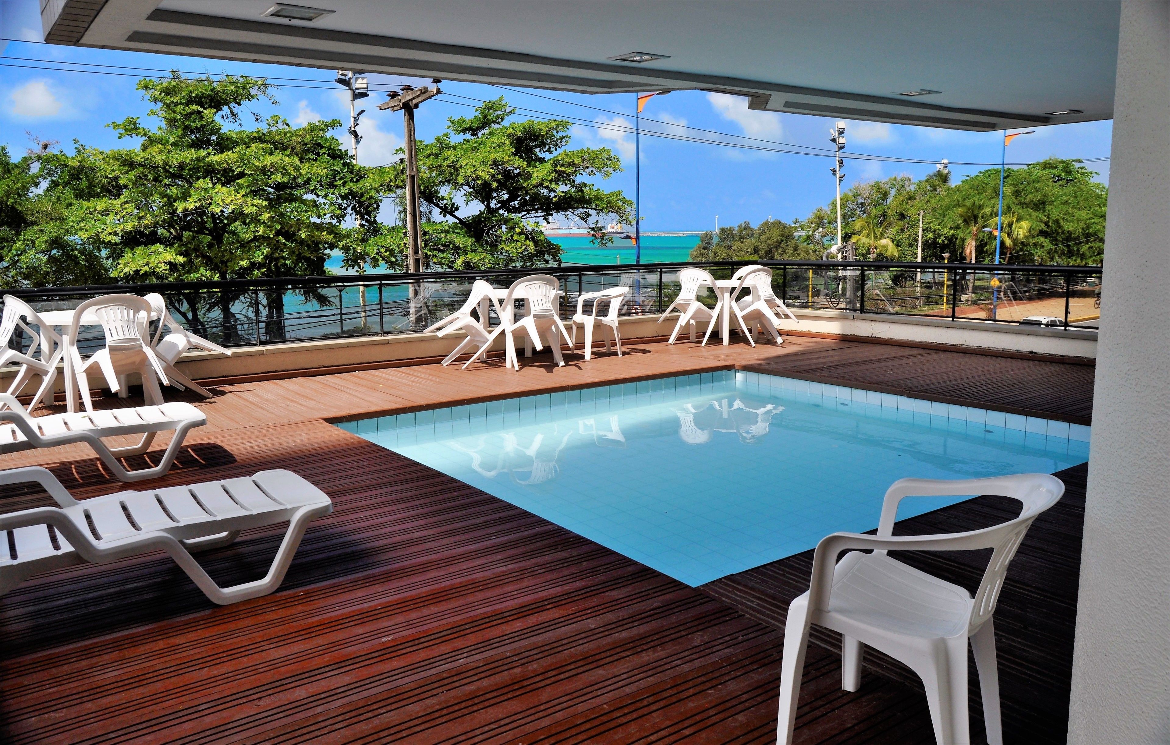 Outdoor pool, sun loungers