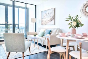 Deluxe Apartment, 1 Bedroom | Living area | LED TV - Cheerful Apartment with Infinity Pool & Gym (Fortitude Valley)