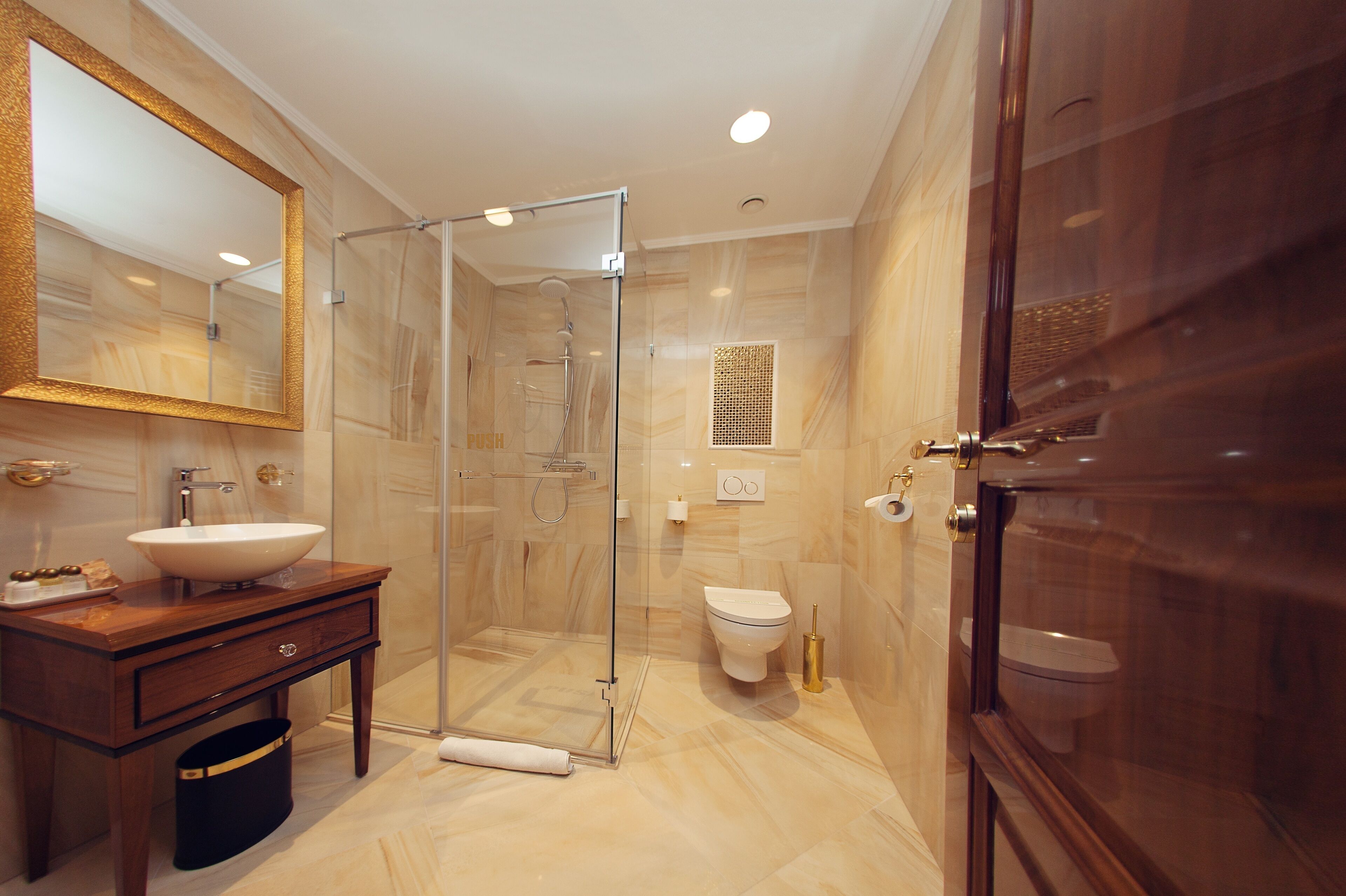 exclusive suite, multiple beds | bathroom | shower, rainfall showerhead, free toiletries, hair dryer