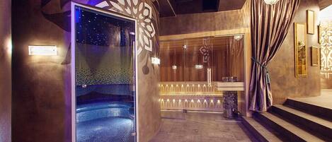 Sauna, bain à remous, hammam, massages aux pierres chaudes