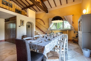 Dining - Villa in Chianti with private pool, walking to a restaurant Electric car charger (Ortimino)