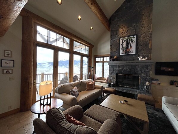 TV, fireplace, stereo, offices - Overlook - Stunning Home on Mt. Crested Butte w/ Hot Tub and Gorgeous Views! (Mt. Crested Butte)
