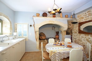 Grand Villa, Multiple Bedrooms, Private Pool | Private kitchen | Fridge, microwave, oven, stovetop - Villa Pasiphae (Faistos)