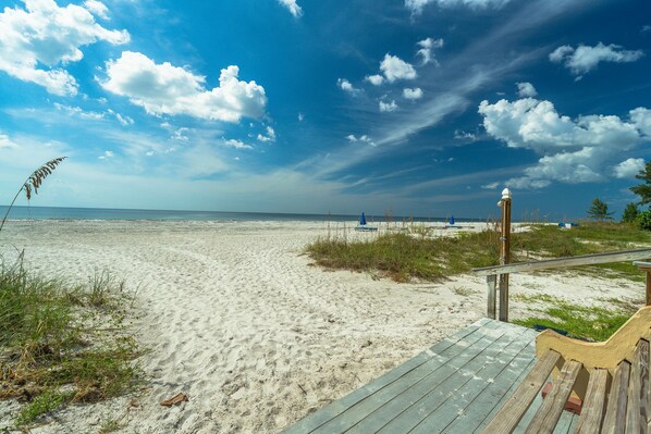 On the beach, sun-loungers - Award Winning Direct Gulf Front Condo with a Fantastic Sunset View (Indian Shores)