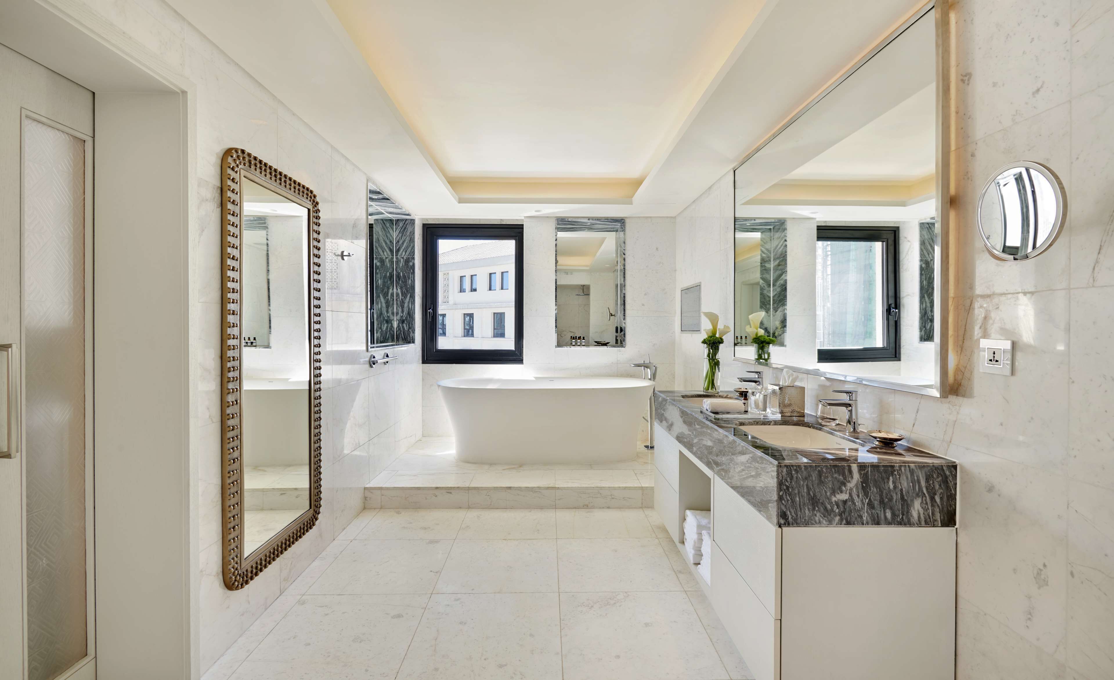 rainfall showerhead, free toiletries, hair dryer, bathrobes