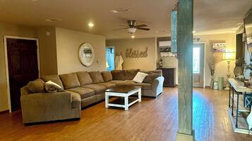 Smart TV, fireplace, computer monitors