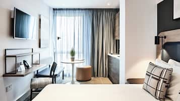 In-room safe, desk, laptop workspace, soundproofing