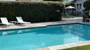 Outdoor pool, sun loungers