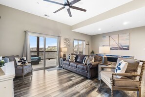 Smart TV, fireplace, DVD player, video library