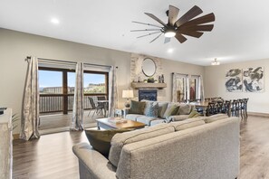 Smart TV, fireplace, DVD player, video library