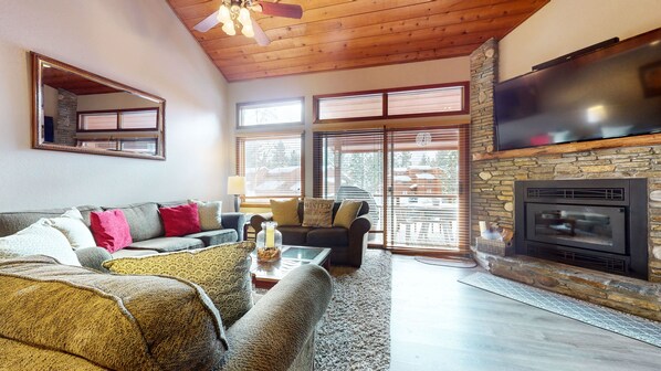 Smart TV, chimenea y reproductor de DVD