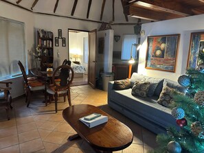 Smart TV, DVD player, books, music library