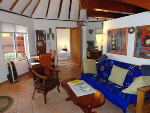 Smart TV, DVD player, books, music library