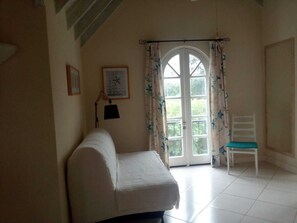 Smart TV, books, music library, stereo