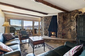 Una Smart TV, una chimenea, un reproductor de DVD, libros