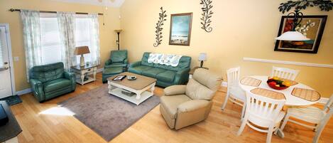 Smart TV, DVD player, books, video library