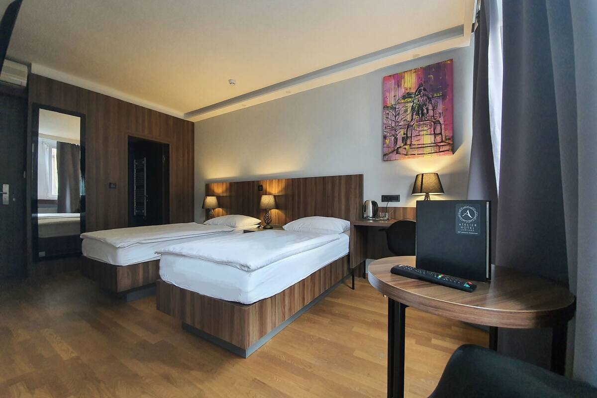 double room | in-room safe, desk, soundproofing, iron/ironing board