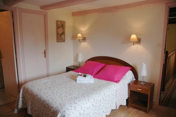 Individually decorated, desk, blackout curtains, iron/ironing board