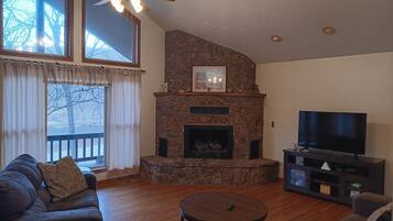 Téléviseur, foyer, lecteur de DVD, sélection de films