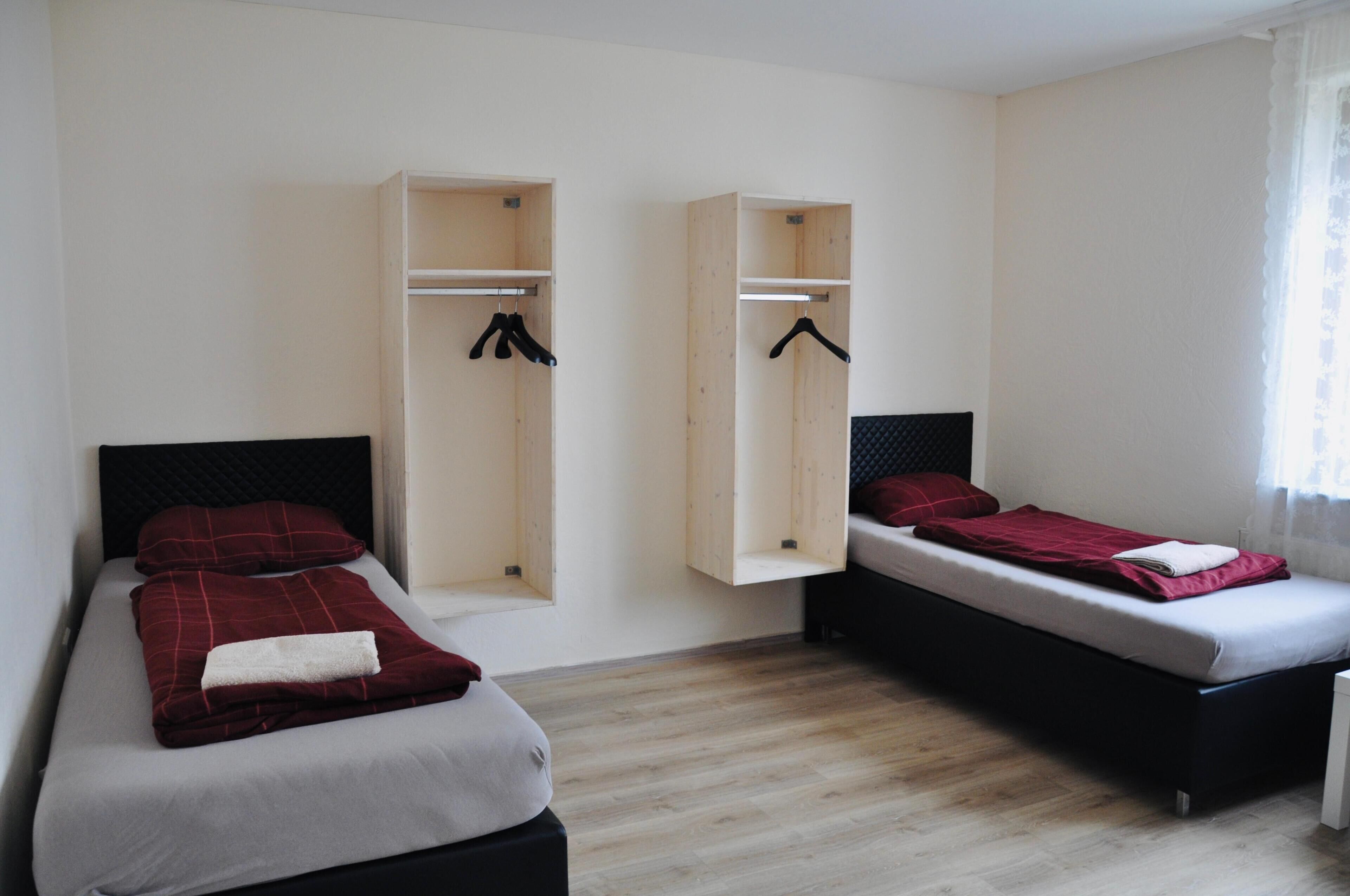 Desk, free WiFi, bed sheets