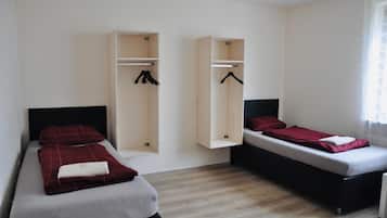 Desk, free WiFi, bed sheets