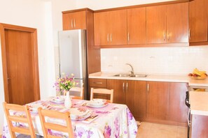 Apartment | Private kitchen | Full-size fridge, oven, stovetop, coffee/tea maker - Arkasa riverside apartment (Karpathos)