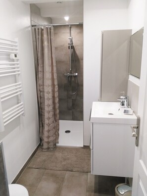 Shower, hair dryer, towels, soap - Pretty cottage F2 of 50m ² independent in Rouffach (Rouffach)