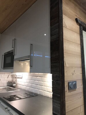 Réfrigérateur, micro-ondes, plaque de cuisson, lave-vaisselle