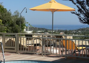 Terrace/patio - Villa Stefanos offers stunning sea view,  private pool, near beach & Rethymno (Ag. Dimitrios)