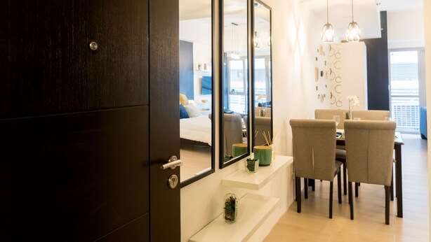 Deluxe-Apartment | Bettwäsche aus ägyptischer Baumwolle, Bügeleisen/Bügelbrett