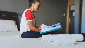 Premium bedding, in-room safe, blackout curtains, soundproofing