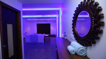 Steam room, body treatments, aromatherapy, deep-tissue massages