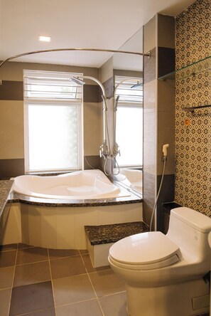 Combinazione doccia/vasca, vasca idromassaggio, asciugacapelli, bidet