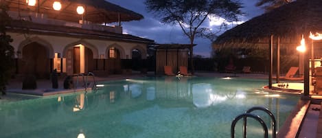 Outdoor pool, open 9:00 AM to 5:30 PM, sun loungers