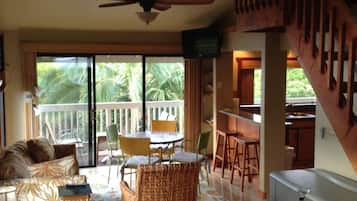 TV, DVD player, stereo