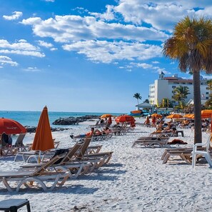 Sun-loungers, beach towels