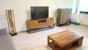 TV, DVD player, books