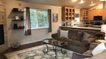 Smart TV, fireplace, video games, foosball