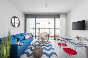 Apartment, Multiple Beds, Non Smoking, City View | Living area | 42-inch flat-screen TV with satellite channels, TV - New Building in TLV Perfect location (Tel Aviv)