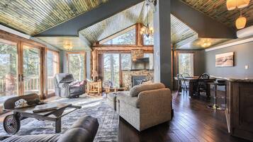 Télévision, cheminée, lecteur de DVD