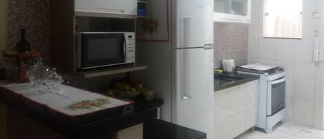 Fridge, microwave, stovetop, toaster